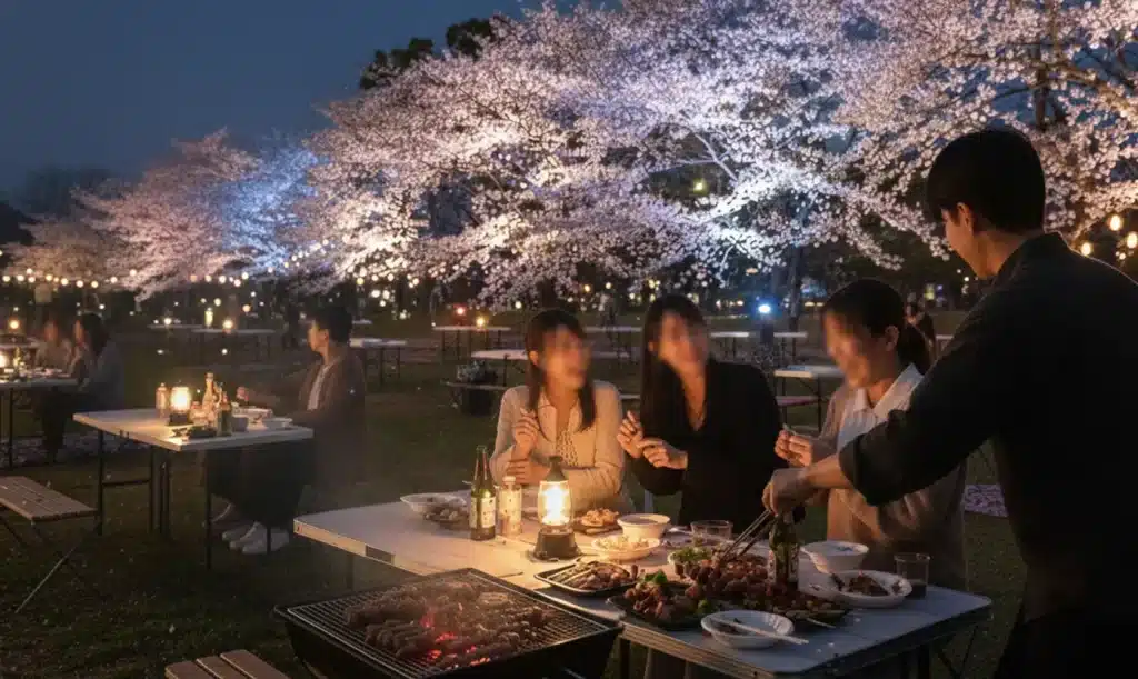 후쿠오카 성 벚꽃축제 - 야간 라이트업
