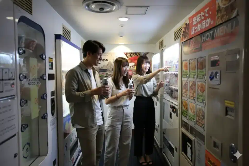 뉴카멜리아호 선내 주류 및 음료 자판기 코너의 모습.