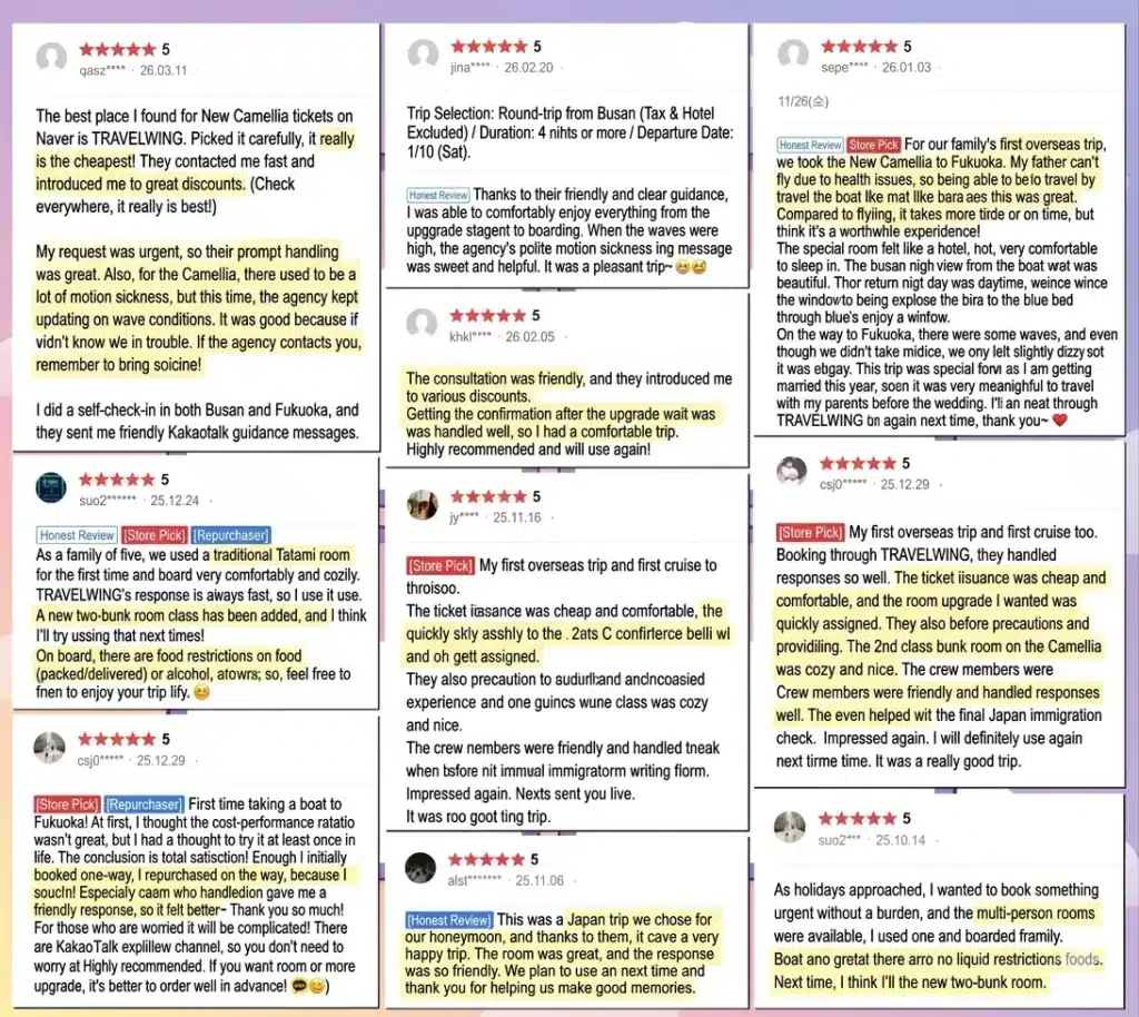 A compilation of English customer testimonials and reviews for Travel Wing.